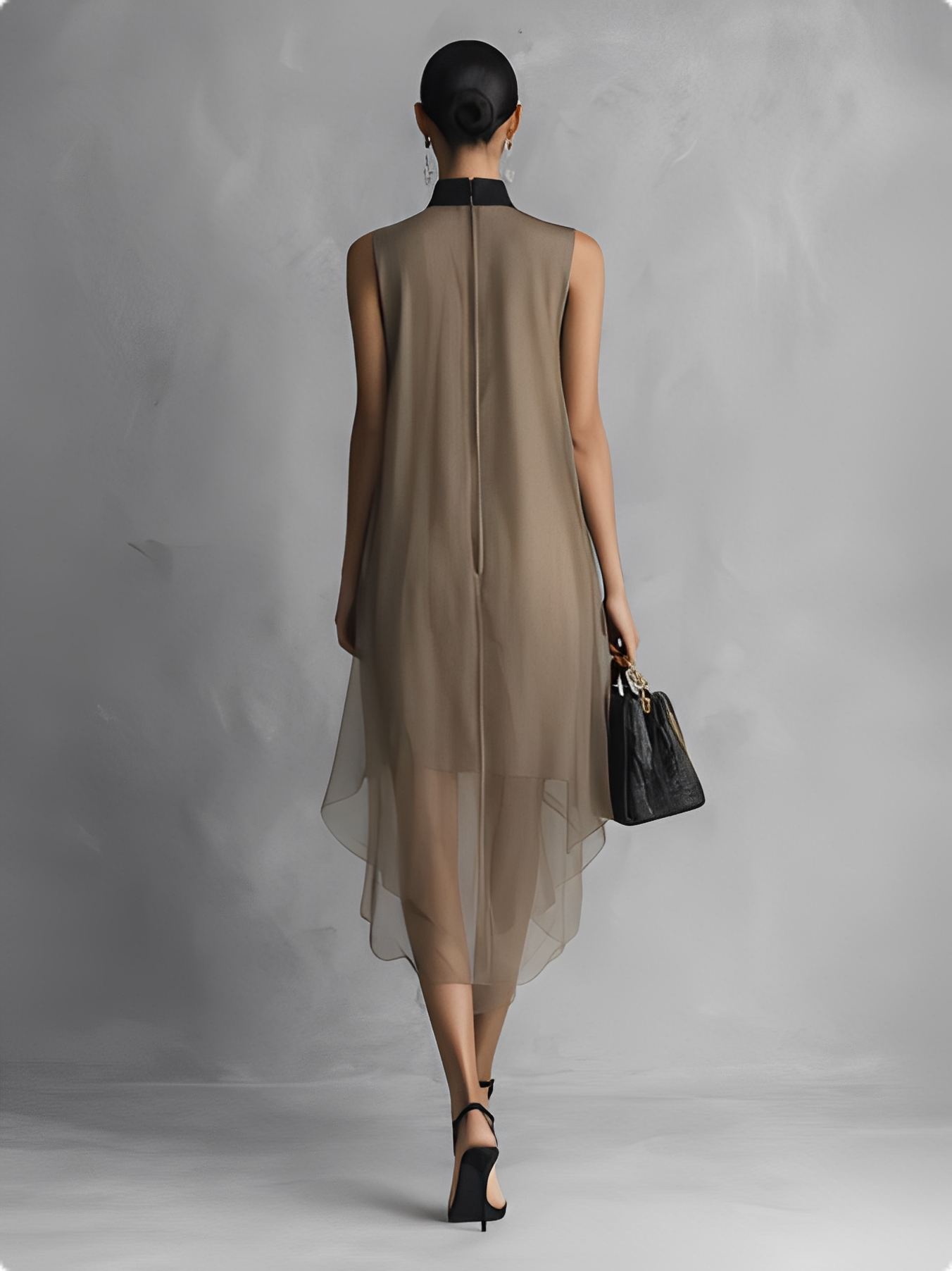 Trendé™ | Nina Chiffon-Kleid mit ärmellosem Schnitt und Colorblock-Design