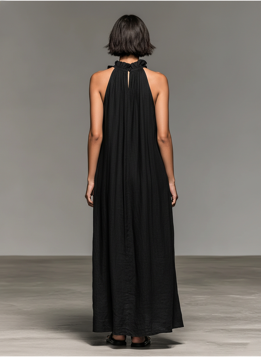 Trendé™ | Gina Leinenmix-Maxikleid mit ärmellosem Schnitt und Volants