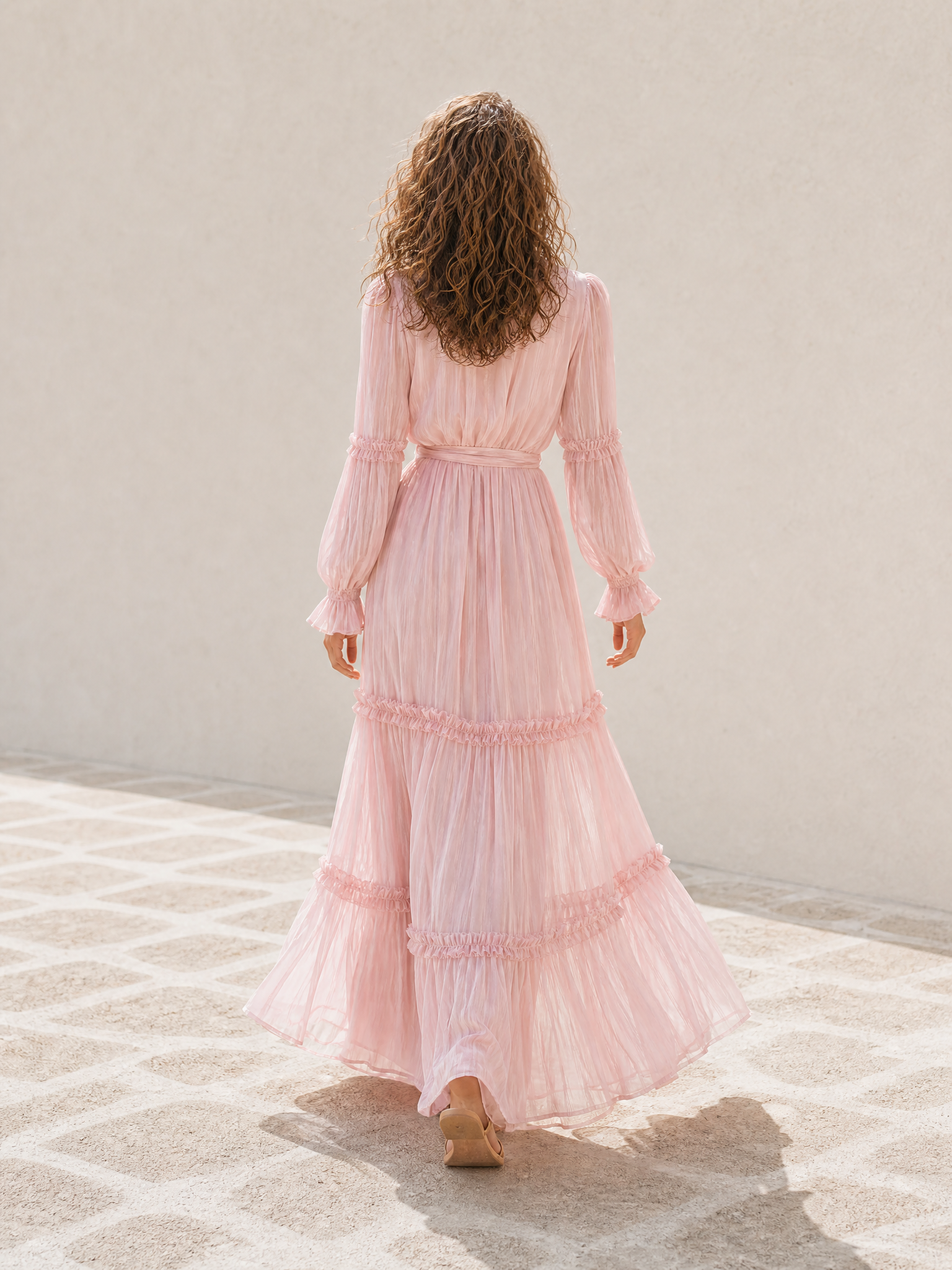 Trendé™ | Valeska Chiffon-Maxikleid mit V-Ausschnitt und Volants