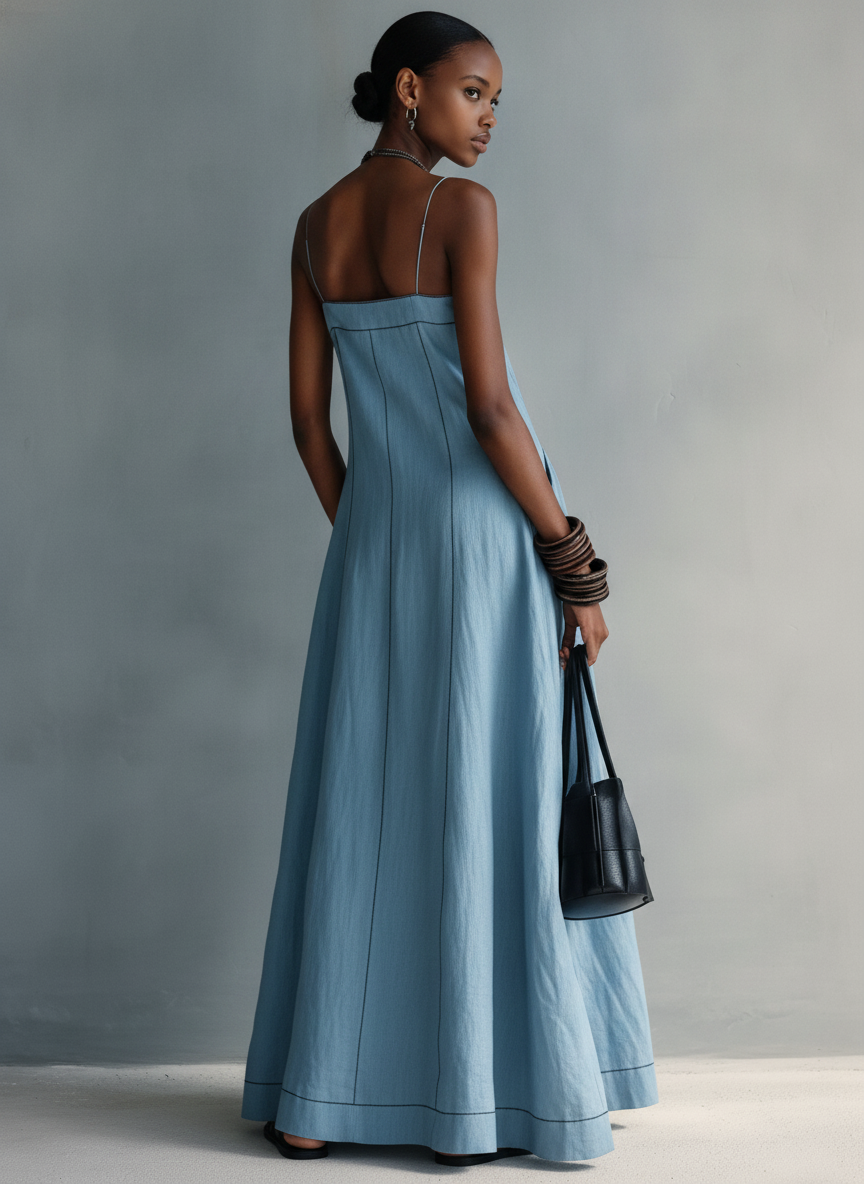Trendé™ | Ida Baumwoll-Leinen-Maxikleid mit ärmellosem Schnitt