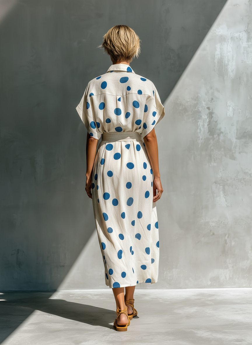 Trendé™ | Jolina Leinenmix-Hemdkleid mit betonter Taille und Taschen
