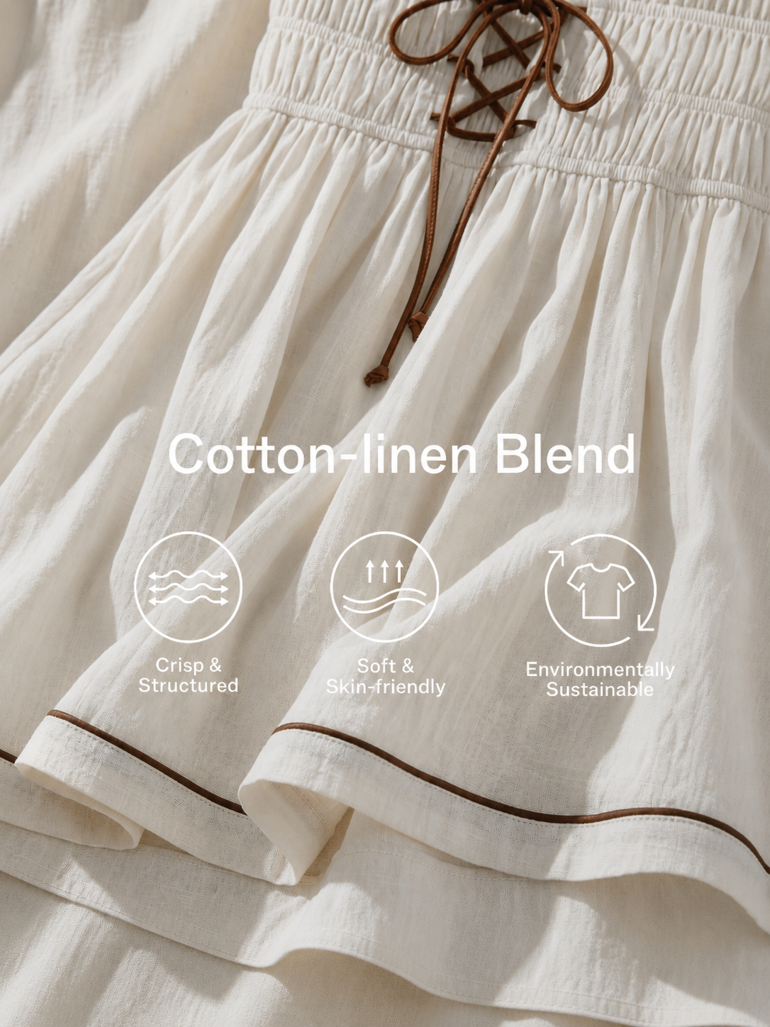 Trendé™ | Fabiola Baumwoll-Leinen-Minikleid mit schulterfreiem Schnitt und ärmellosem Schnitt