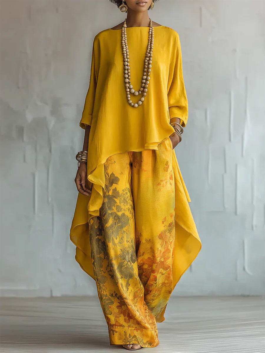 Trendé™ | Celeste Asymmetrisches Set mit Blumenhose