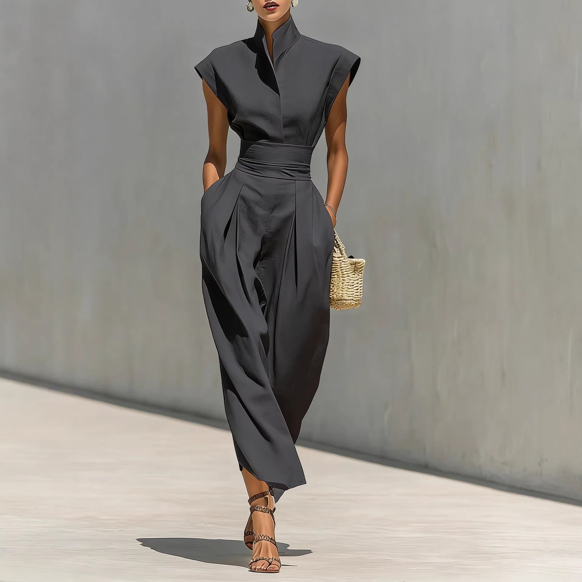 Trendé™ | Elina Maxikleid aus reiner Baumwolle mit Revers