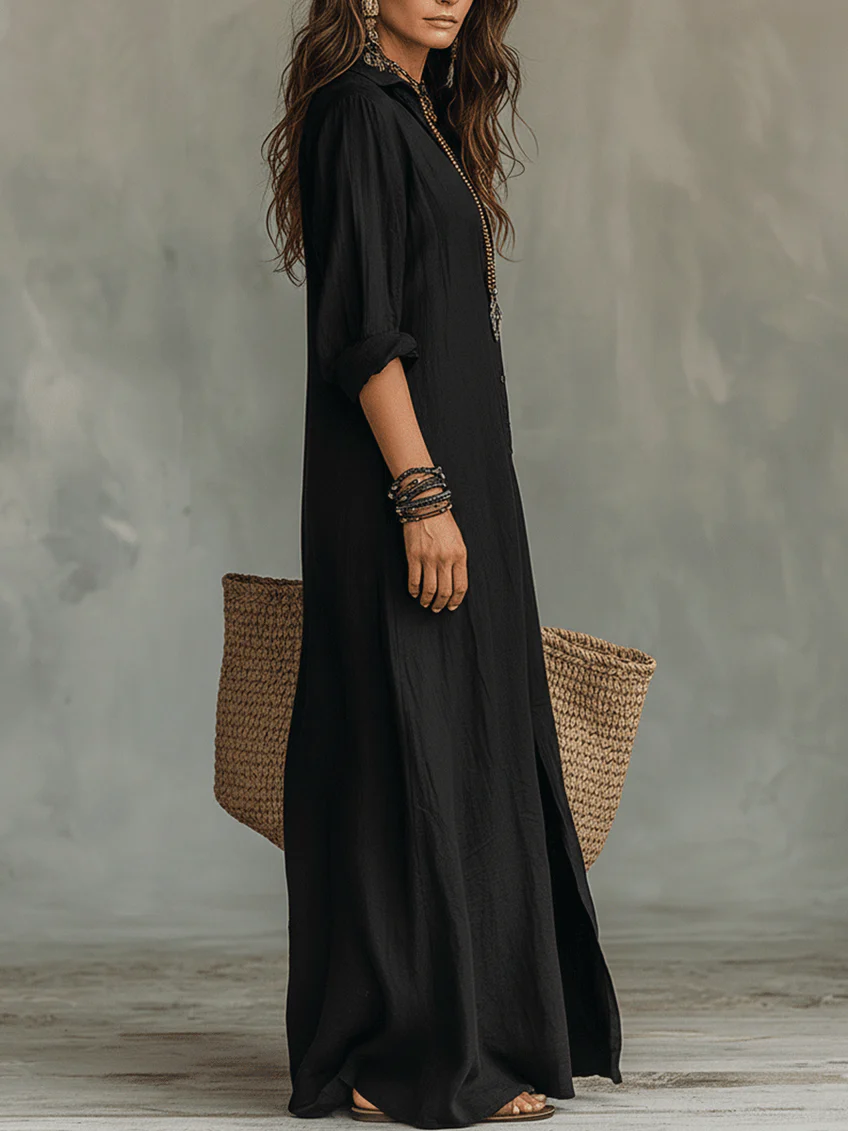 Trendé™ | Alessia Weiches Maxikleid mit Knöpfen