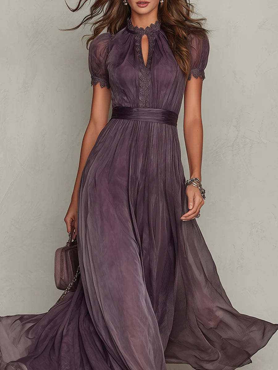 Trendé™ | Ambre Langes Kleid mit Chiffon-Spitze