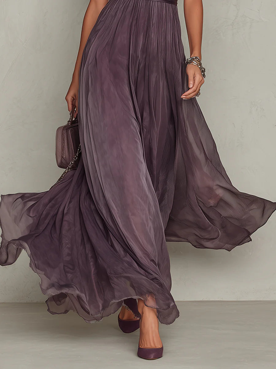 Trendé™ | Ambre Langes Kleid mit Chiffon-Spitze