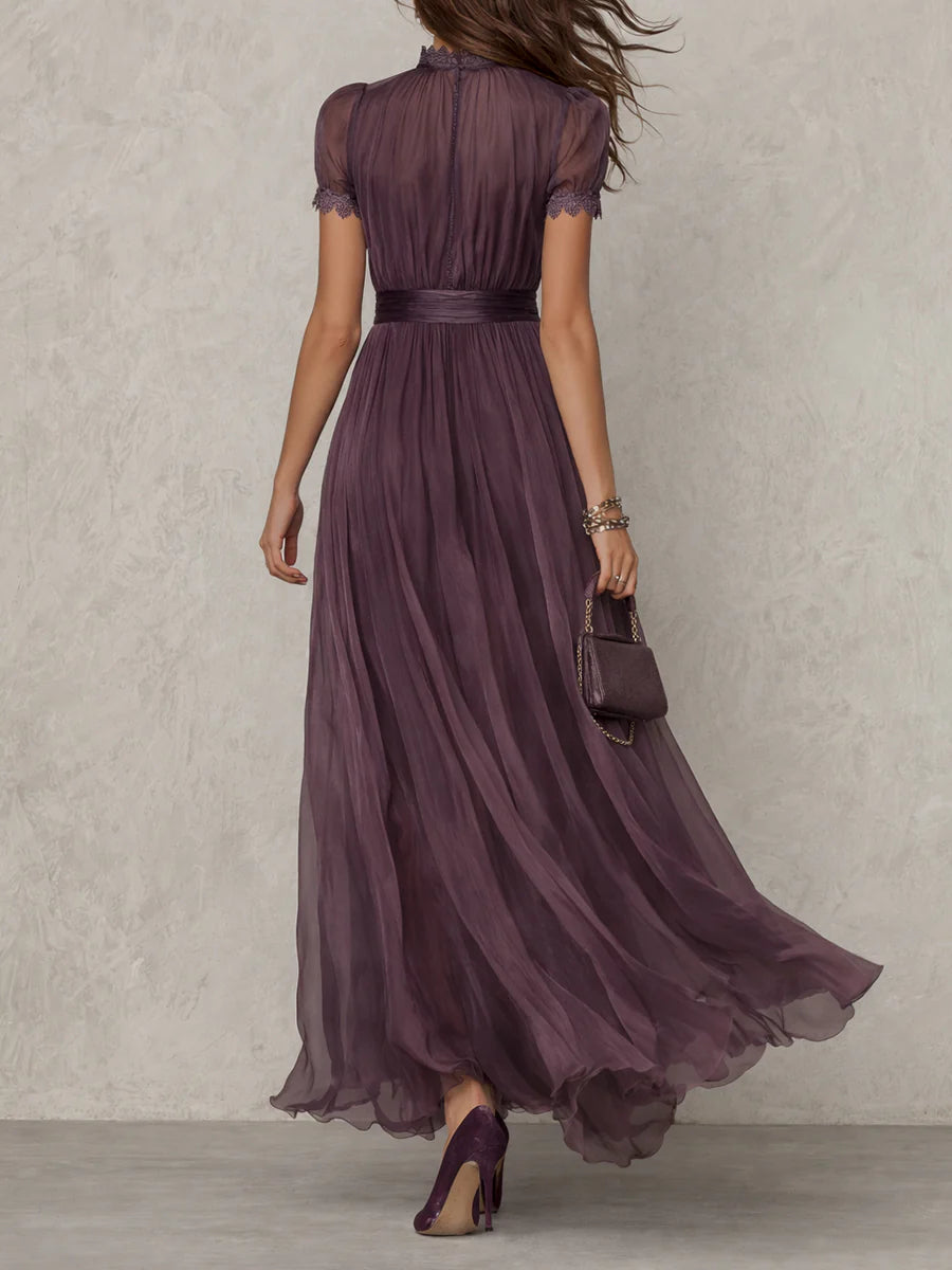 Trendé™ | Ambre Langes Kleid mit Chiffon-Spitze
