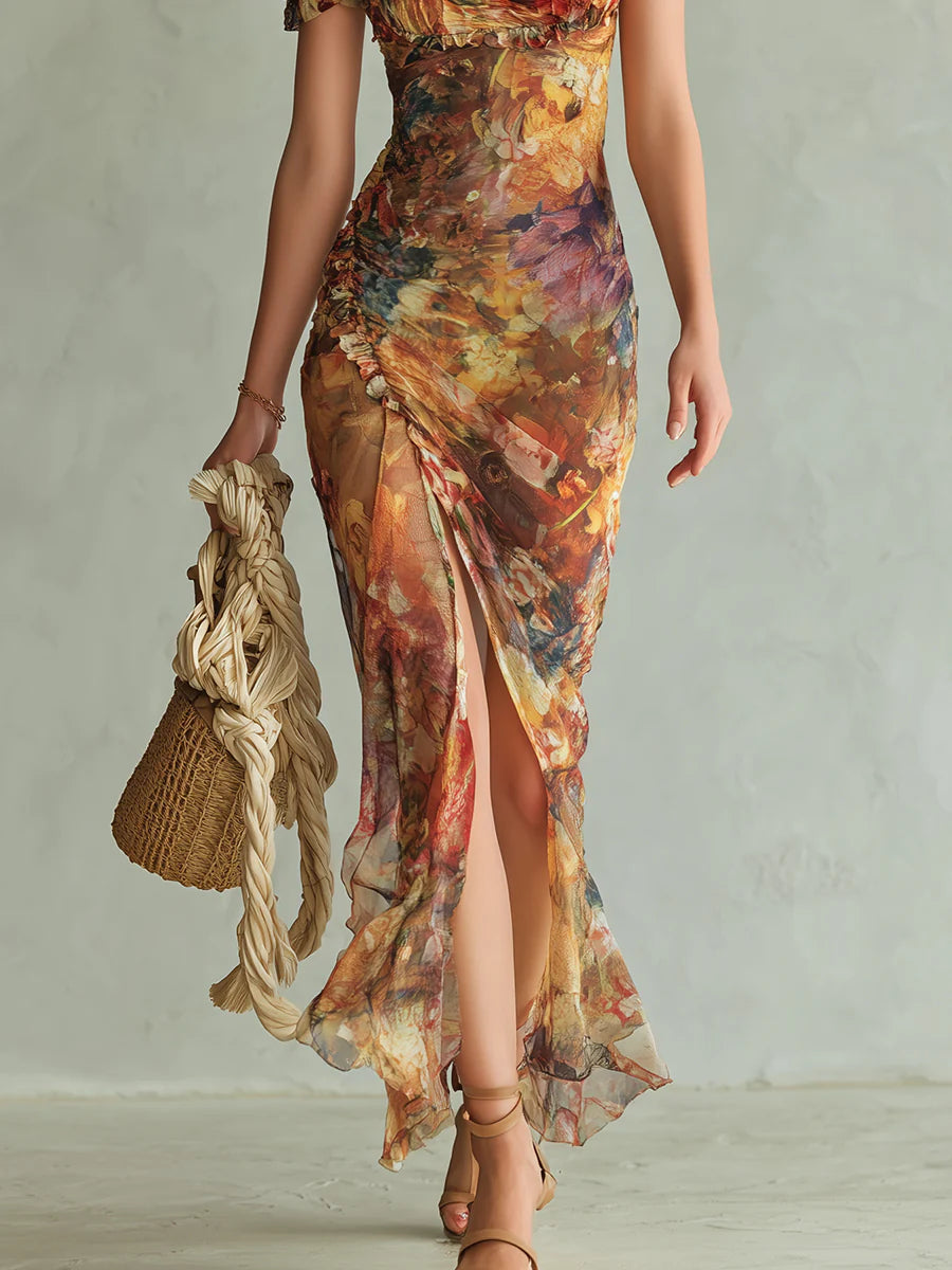 Trendé™ | Soraya Chiffon-Maxikleid mit Boho-Print