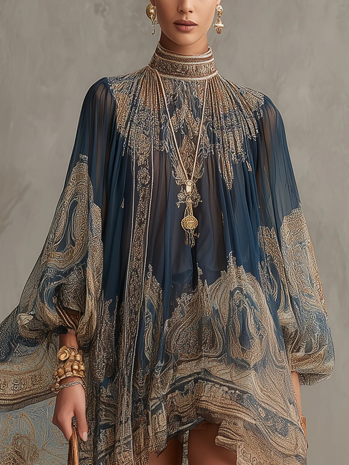 Trendé™ | Celina Chiffon-Minikleid mit Barock-Print