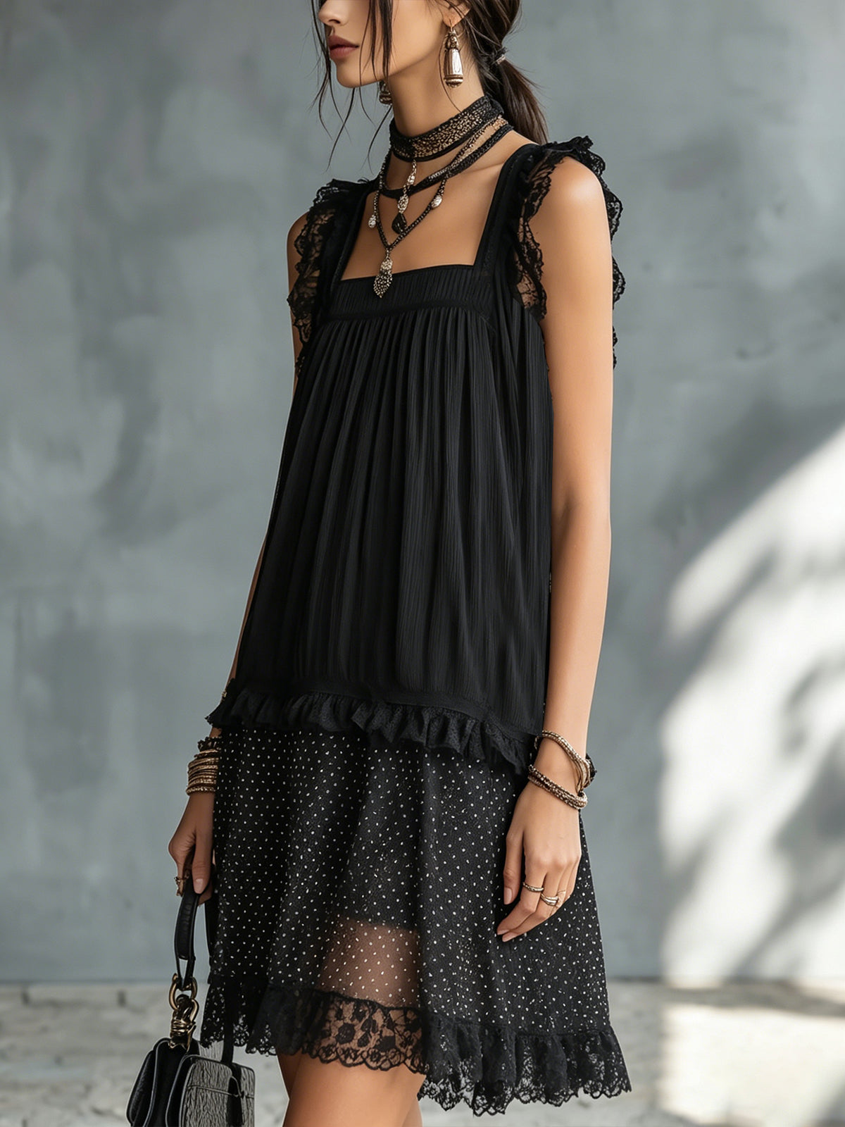 Trendé™ | Valentina Luftiges Mini-Spitzenkleid mit Volants