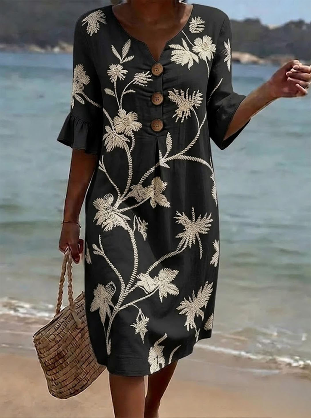 Trendé™ | Maja Geblümtes Sommerkleid mit Knöpfen
