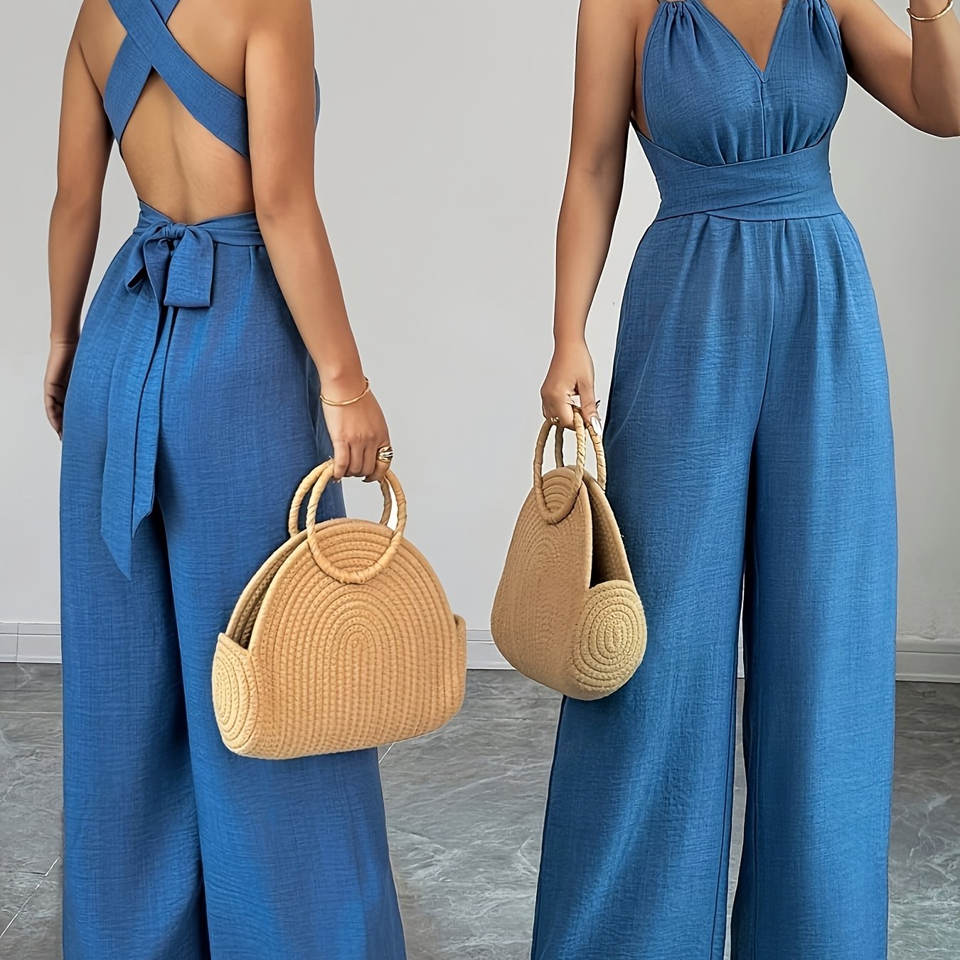 Trendé™ | Emily Eleganter Jumpsuit aus Leinen und Baumwolle