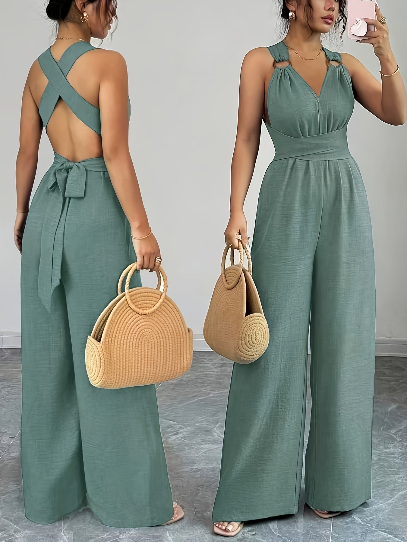 Trendé™ | Emily Eleganter Jumpsuit aus Leinen und Baumwolle