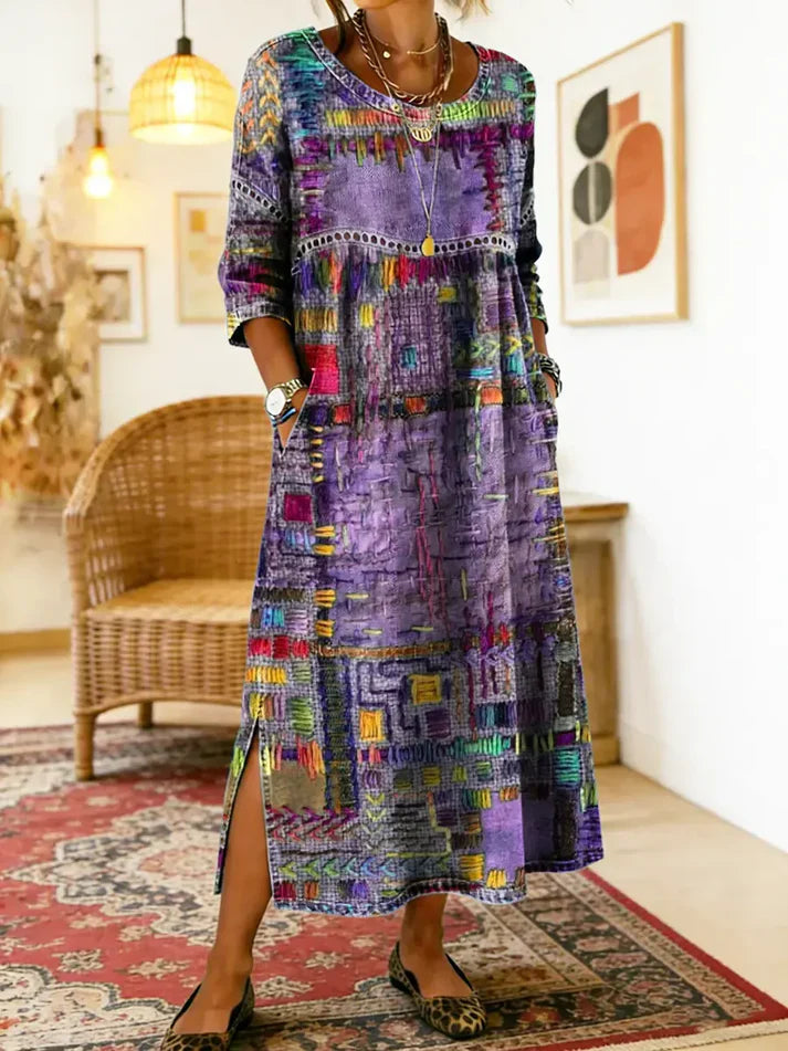 Elegantes Kleid mit ethnischem Patchwork