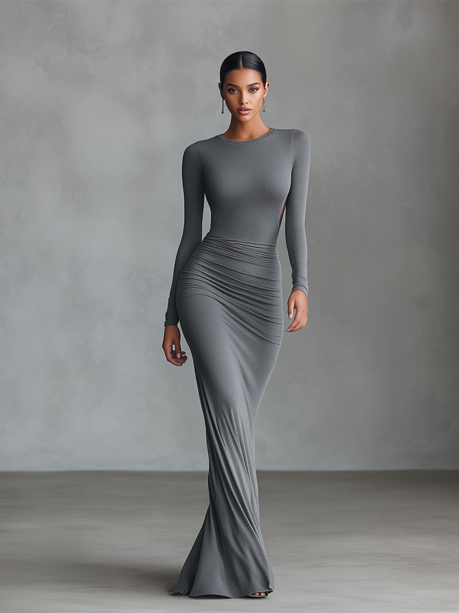 Trendé™ | Evelina Baumwollmix-Maxikleid mit Raffungen