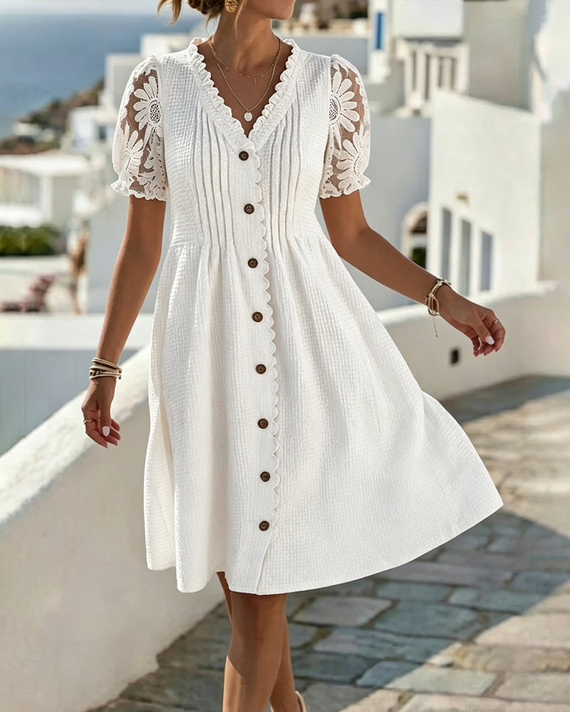 Trendé™ | Deneke Midi-Kleid mit Ballonärmeln und Spitzendetails
