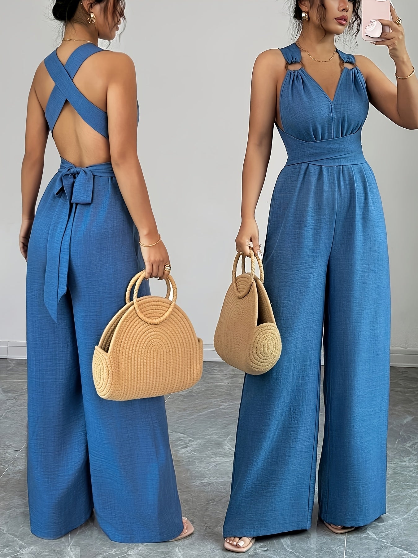 Trendé™ | Emily Eleganter Jumpsuit aus Leinen und Baumwolle
