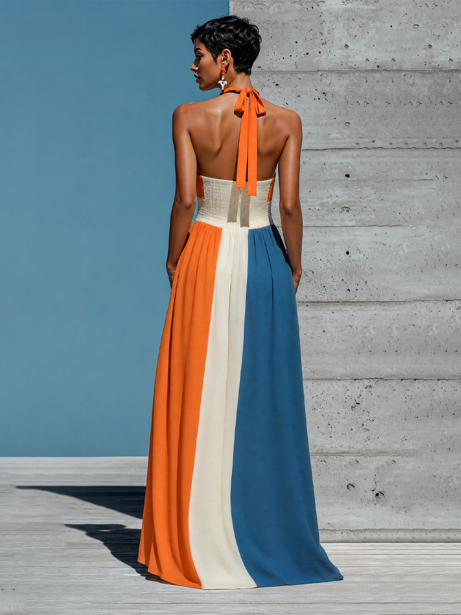 Trendé™ | Karina Maxikleid mit schulterfreiem Schnitt und Neckholder-Ausschnitt