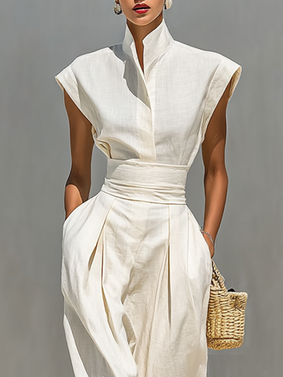 Trendé™ | Elina Maxikleid aus reiner Baumwolle mit Revers