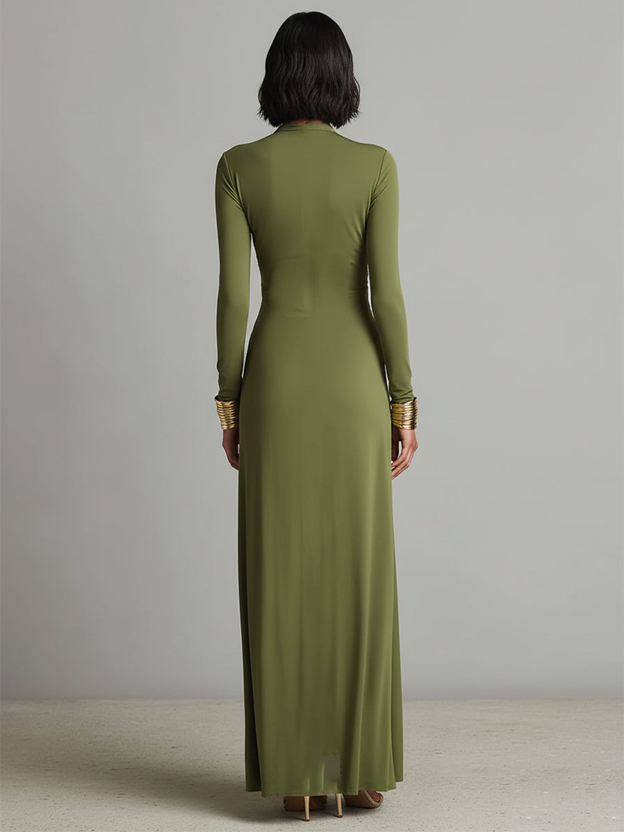 Trendé™ | Stella Satin-Maxikleid mit V-Ausschnitt und tiefem V-Ausschnitt