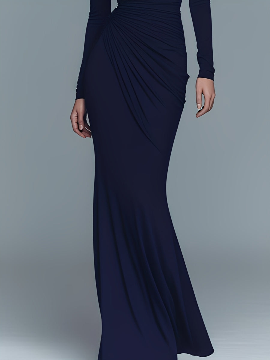Trendé™ | Tamara Baumwollmix-Maxikleid mit Rollkragen und Drapierung