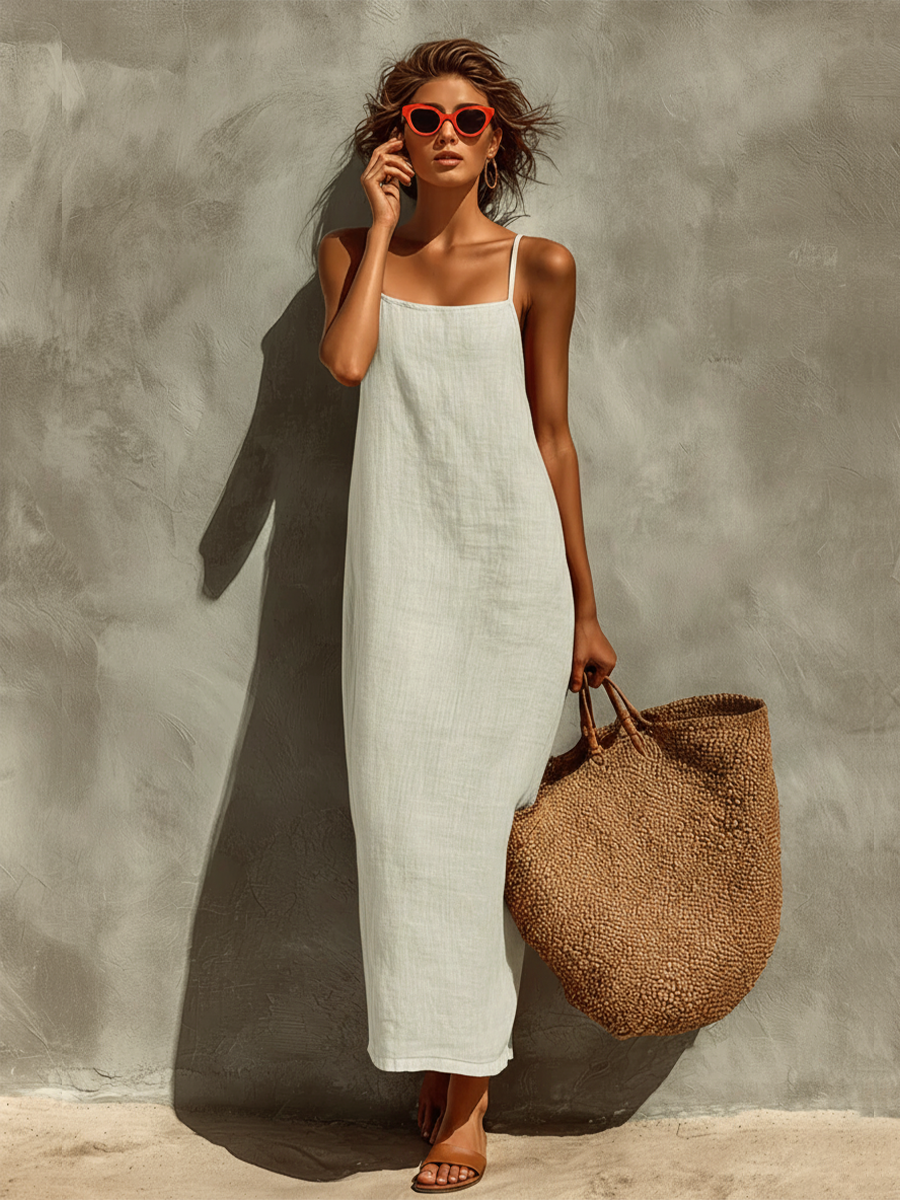 Trendé™ | Anina Baumwoll-Kleid mit Spaghettiträgern und Karree-Ausschnitt