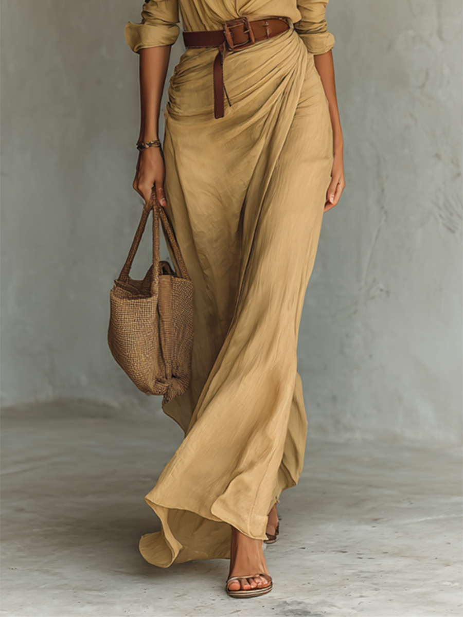 Trendé™ | Liana Maxikleid mit langen Ärmeln und Gürtel
