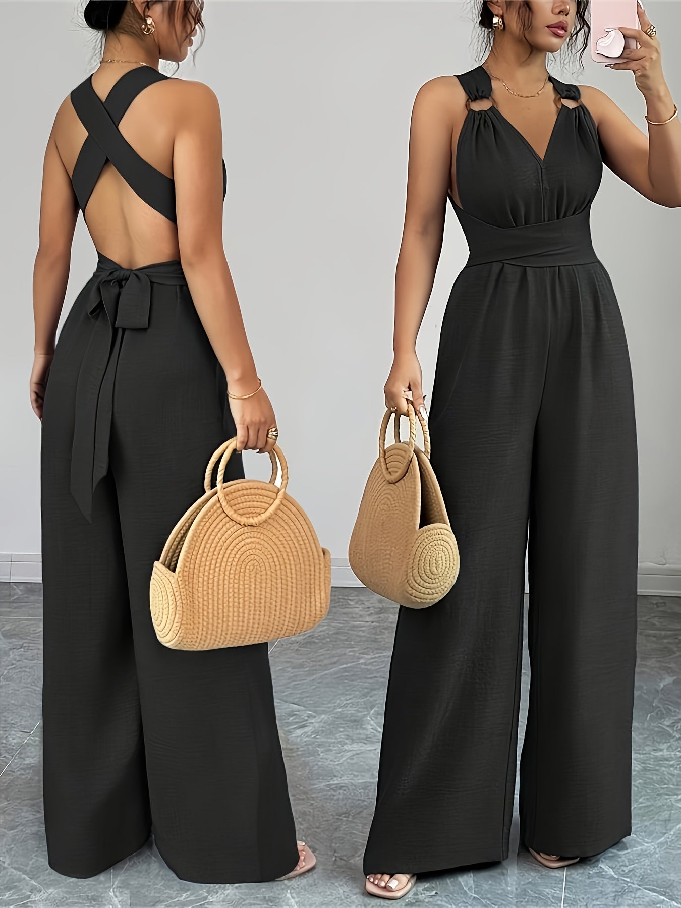 Trendé™ | Emily Eleganter Jumpsuit aus Leinen und Baumwolle