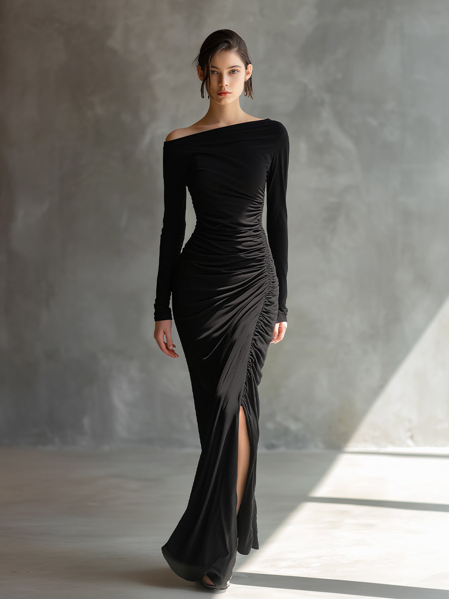 Trendé™ | Elodie Jersey-Maxikleid mit Schlitz und Raffungen