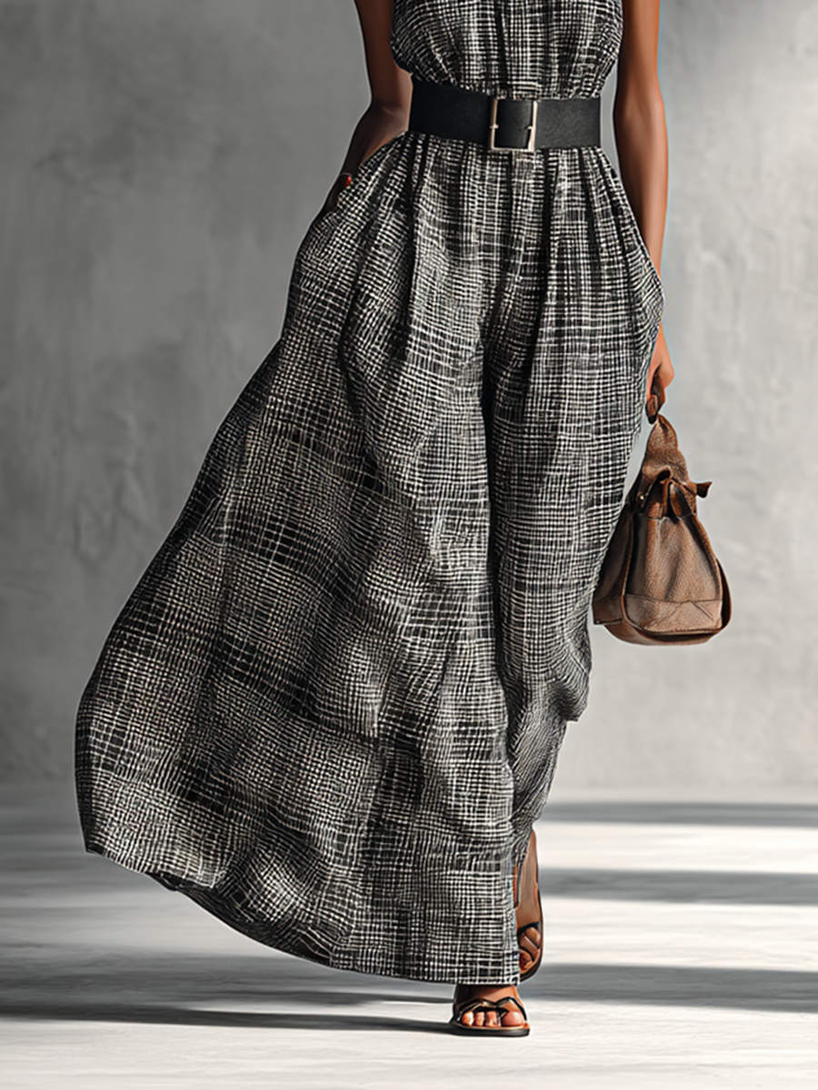 Trendé™ | Mina Maxikleid mit ärmellosem Schnitt und Gürtel