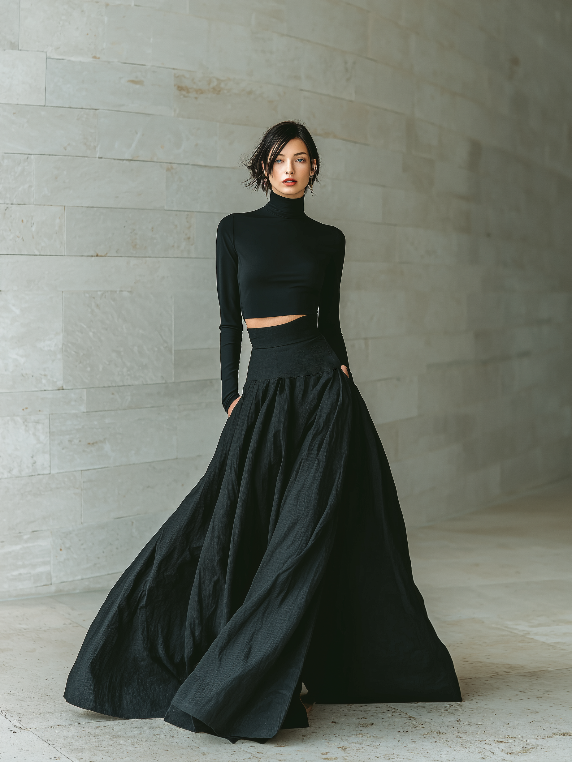 Trendé™ | Siena Zweiteiliges Set mit Top und Rock mit Rollkragen und langen Ärmeln