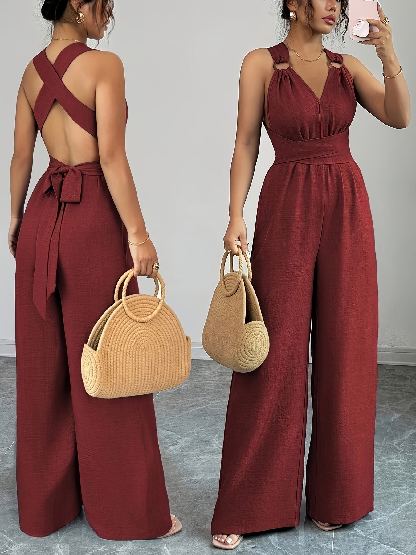 Trendé™ | Emily Eleganter Jumpsuit aus Leinen und Baumwolle