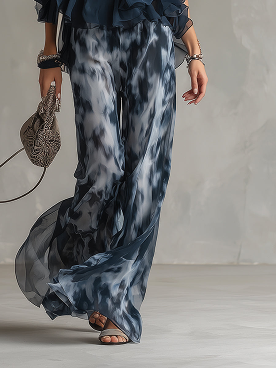 Trendé™ | Marie Elegantes Set mit Neckholder-Top und weiter Print-Hose