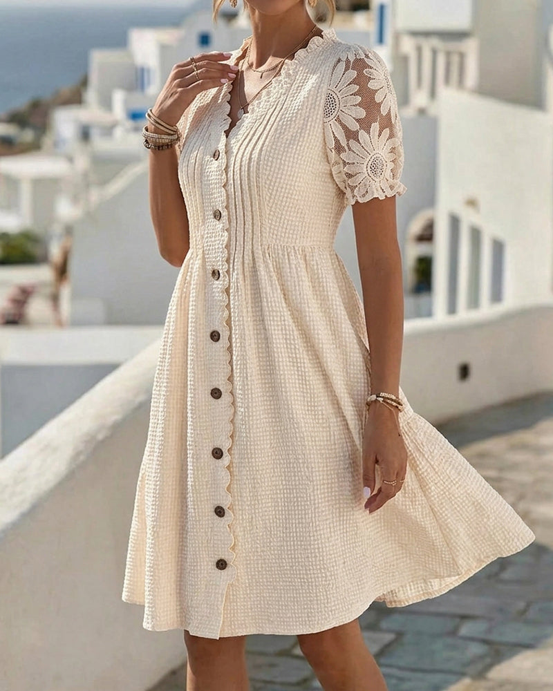 Trendé™ | Deneke Midi-Kleid mit Ballonärmeln und Spitzendetails
