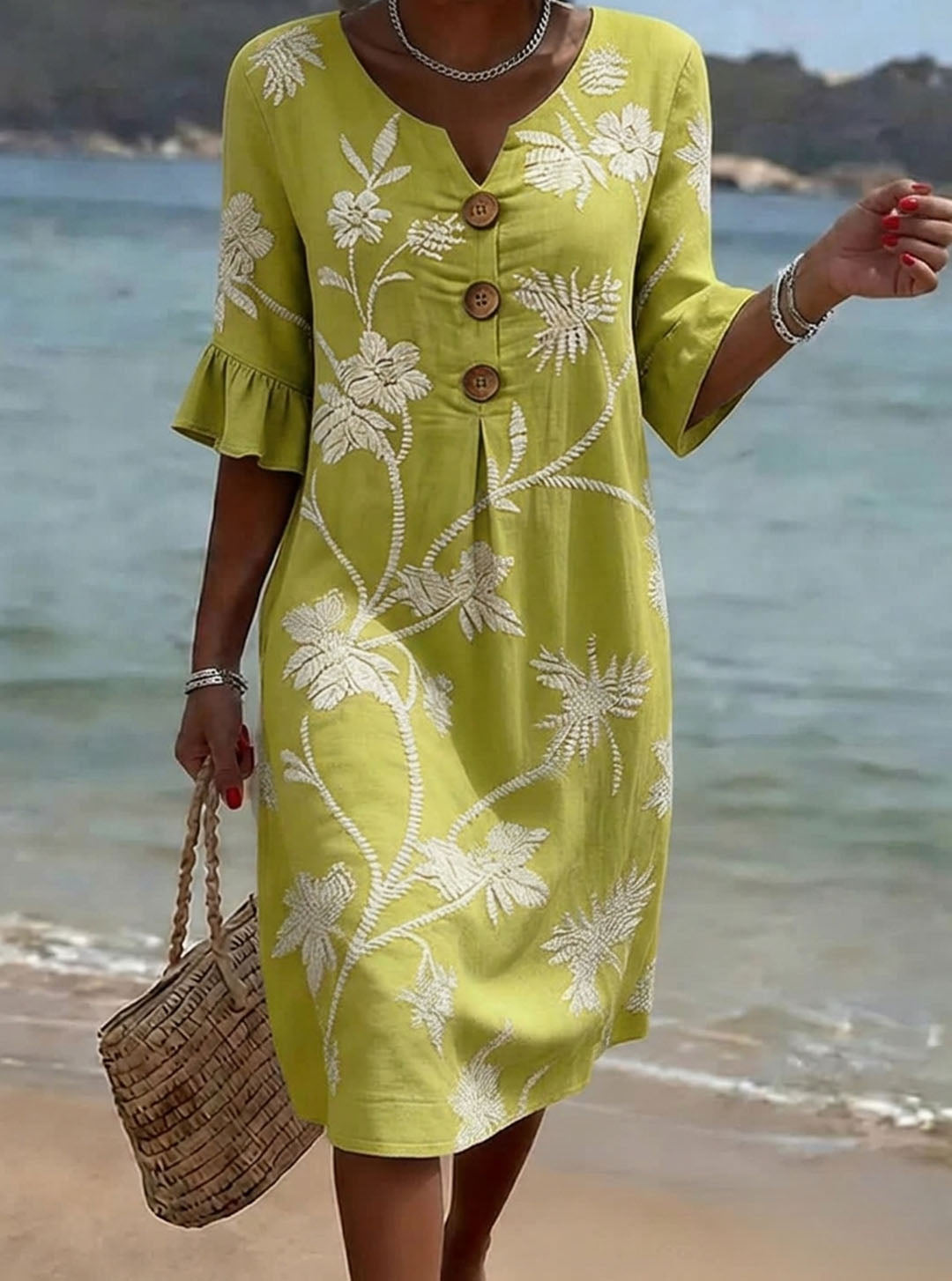 Trendé™ | Maja Geblümtes Sommerkleid mit Knöpfen
