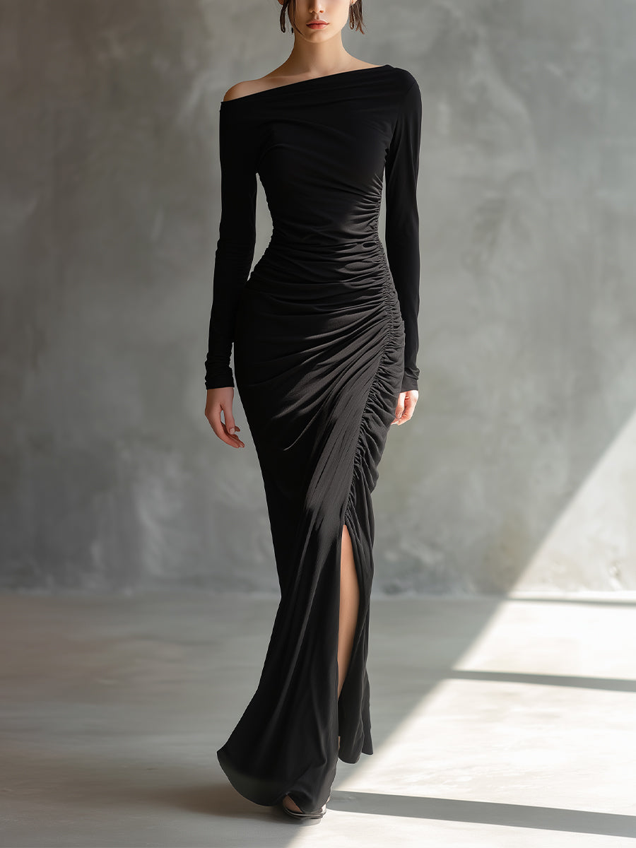 Trendé™ | Elodie Jersey-Maxikleid mit Schlitz und Raffungen