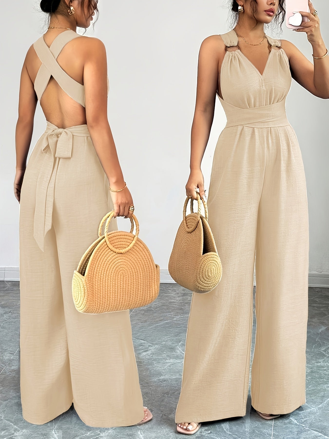 Trendé™ | Emily Eleganter Jumpsuit aus Leinen und Baumwolle