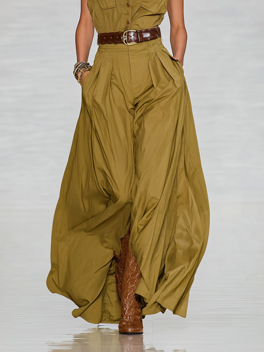 Trendé™ | Rafaela Baumwollmix-Maxikleid mit kurzen Ärmeln und Knopfleiste