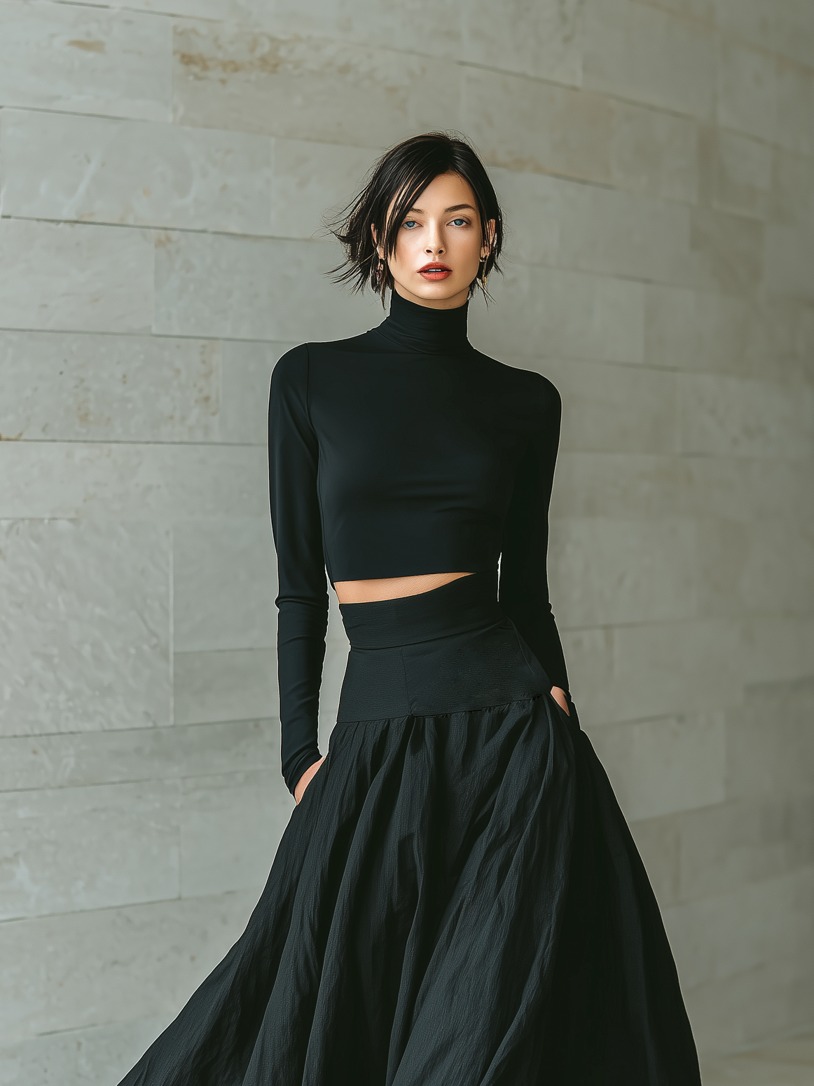 Trendé™ | Siena Zweiteiliges Set mit Top und Rock mit Rollkragen und langen Ärmeln