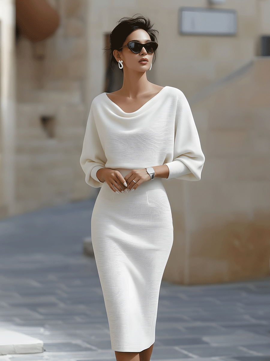 Trendé™ | Amalia Drapiertes Midi-Etuikleid