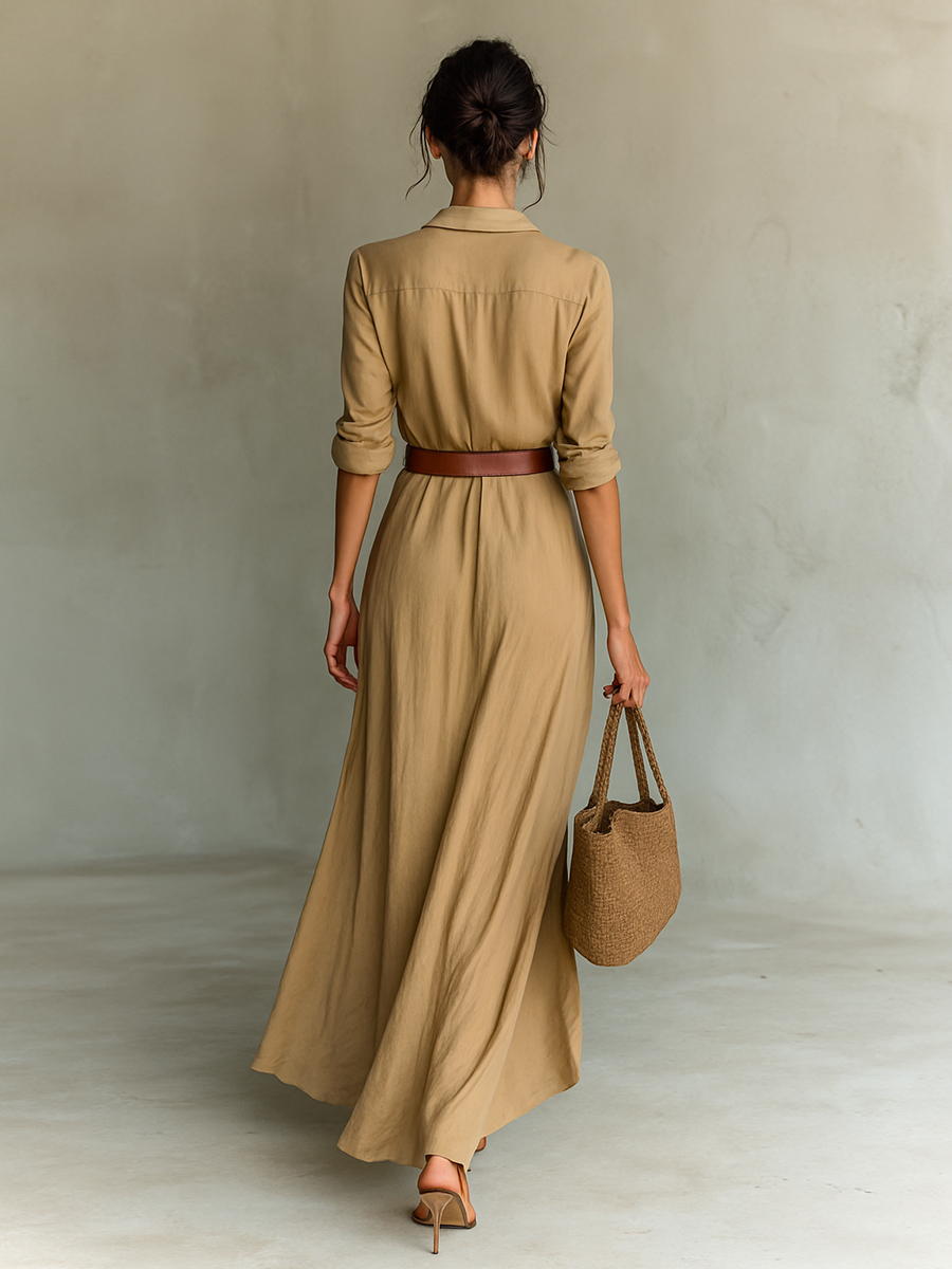 Trendé™ | Liana Maxikleid mit langen Ärmeln und Gürtel