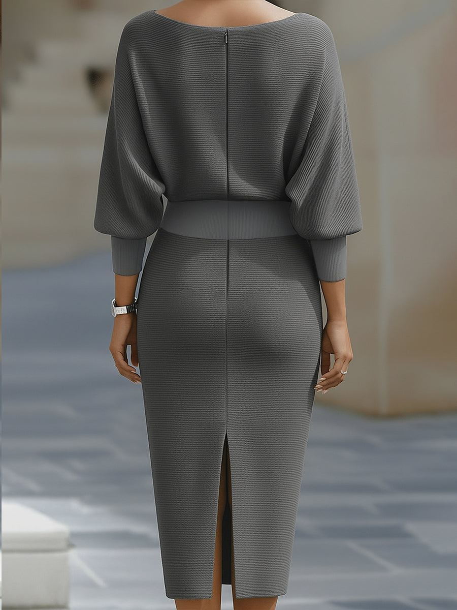 Trendé™ | Amalia Drapiertes Midi-Etuikleid