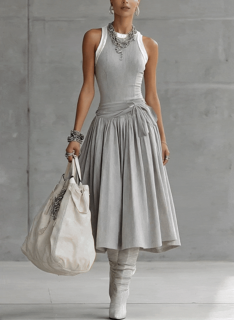 Trendé™ | Mira Geripptes Set mit Drapierrock