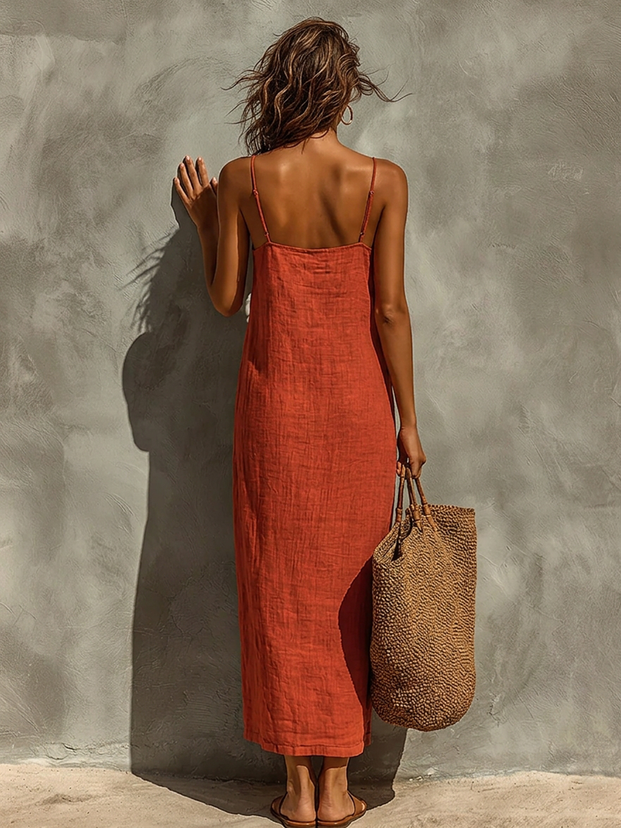 Trendé™ | Anina Baumwoll-Kleid mit Spaghettiträgern und Karree-Ausschnitt