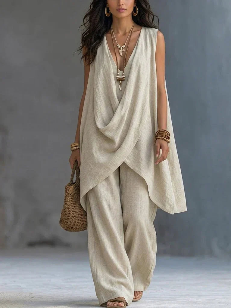Trendé™ | Mira Lockeres Boho-Set aus Baumwolle und Leinen
