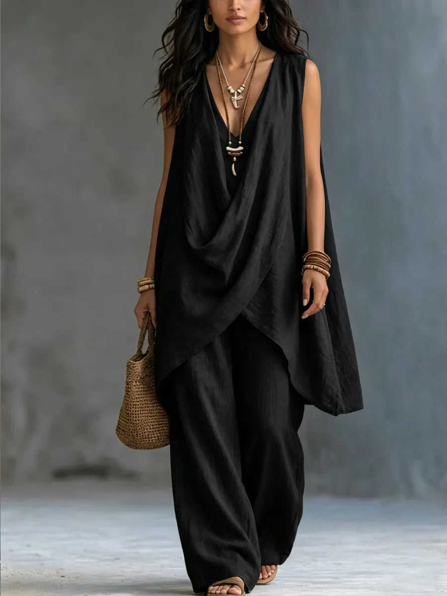 Trendé™ | Mira Lockeres Boho-Set aus Baumwolle und Leinen
