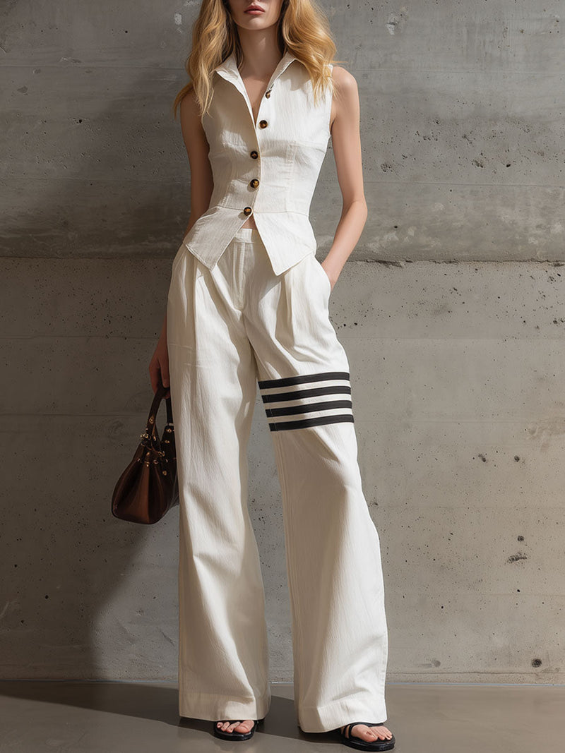 Tailliertes Hemd mit Knopfleiste und Hose mit geradem Bein