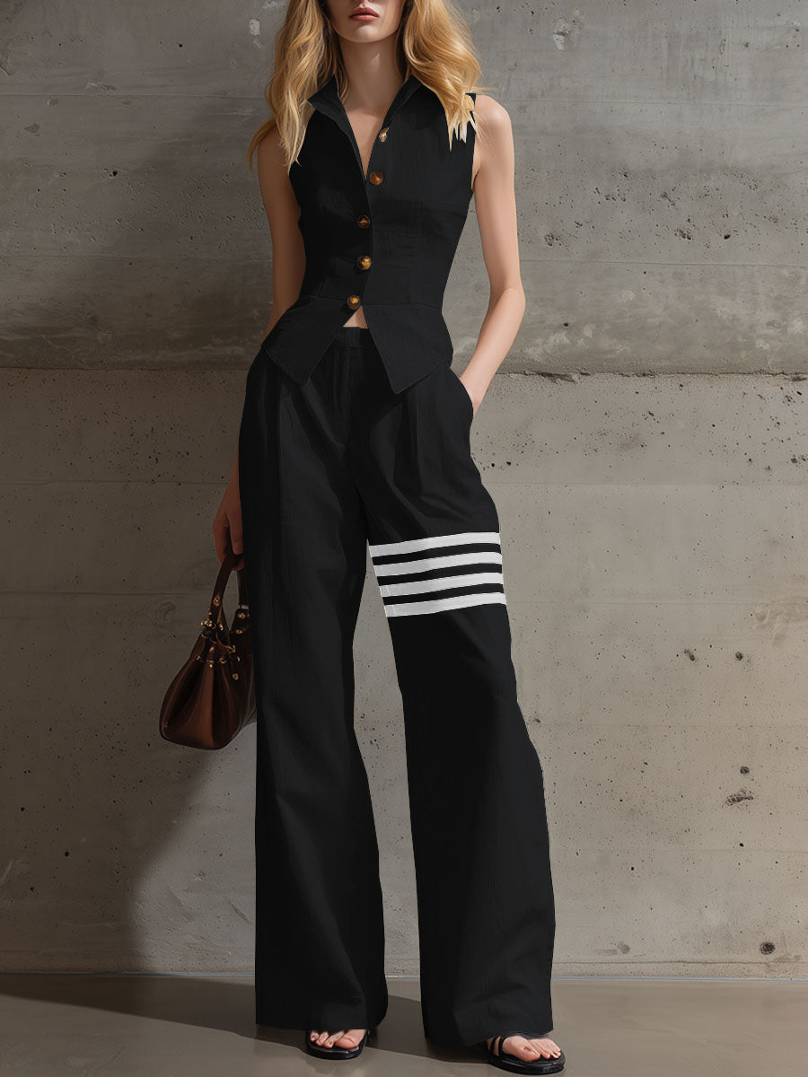 Tailliertes Hemd mit Knopfleiste und Hose mit geradem Bein