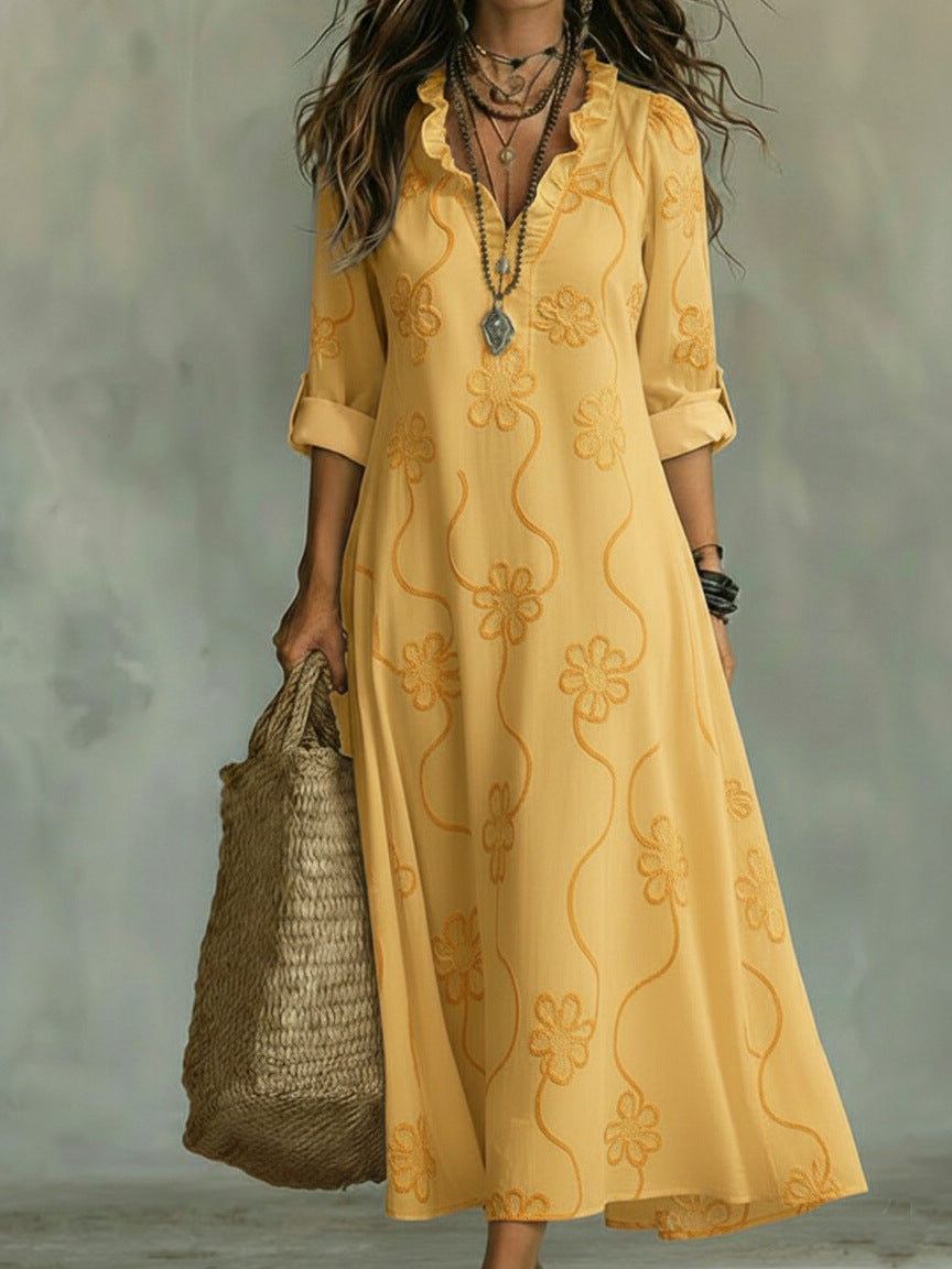 Trendé™ | Mariam Maxikleid mit tonalem Blumenmuster